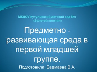 Предметно-развивающая среда в первой младшей группе