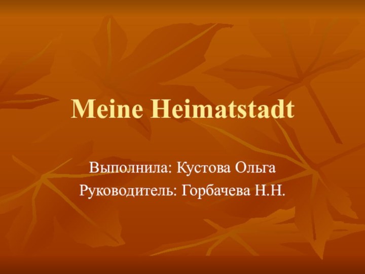 Meine HeimatstadtВыполнила: Кустова ОльгаРуководитель: Горбачева Н.Н.