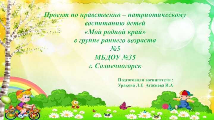 Проект по нравственно – патриотическому воспитанию детей «Мой родной край» в группе