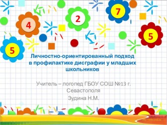 Презентация Личностно-ориентированный подход в профилактике дисграфии у младших школьников