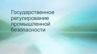 Государственное регулирование промышленной безопасности