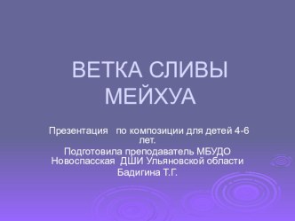 Презентация для детей дошкольного возрастаВетка сливы мейхуа