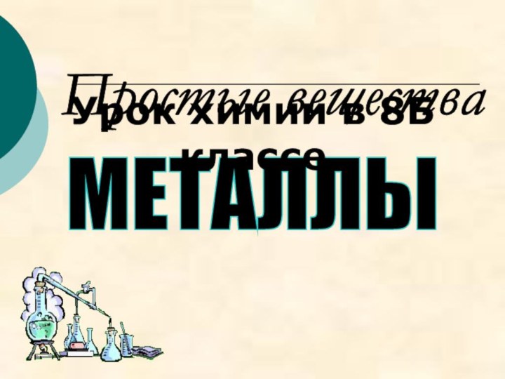 Простые вещества МЕТАЛЛЫ Урок химии в 8Б классе