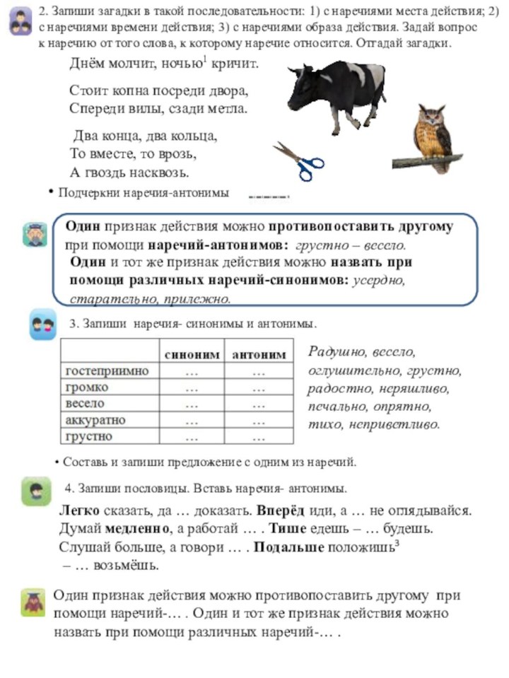 3. Запиши наречия- синонимы и антонимы.Радушно, весело,оглушительно, грустно, радостно, неряшливо, печально, опрятно,тихо,