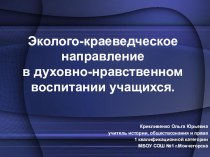 ЭКОЛОГО-КРАЕВЕДЧЕСКОЕ НАПРАВЛЕНИЕ В ДУХОВНО-НРАВСТВЕННОМ ВОСПИТАНИИ УЧАЩИХСЯ.