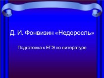 Д. И. Фонвизин Недоросль Подготовка к ЕГЭ по литературе