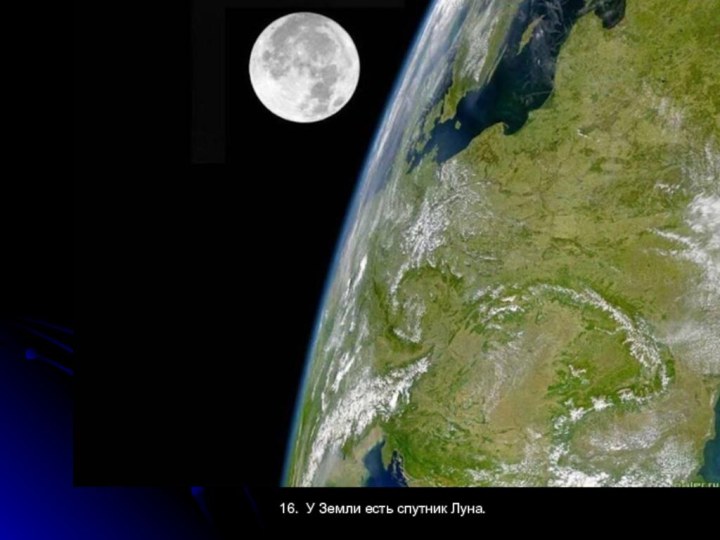 16. У Земли есть спутник Луна.