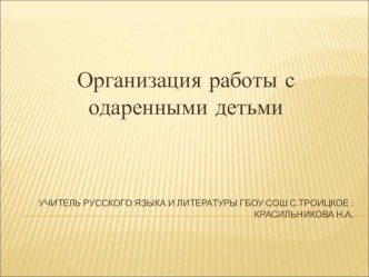 Презентация.Организация работы с одарёнными детьми