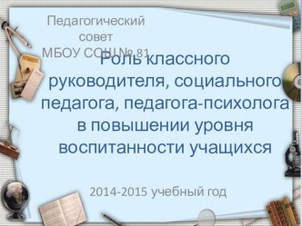 Презентация к выступлению на Педагогическом совете