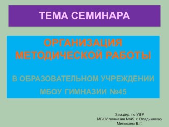 Презентация Организация методической работы в образовательном учреждении