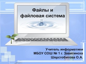 Презентация к уроку информатики Файлы и файловая система