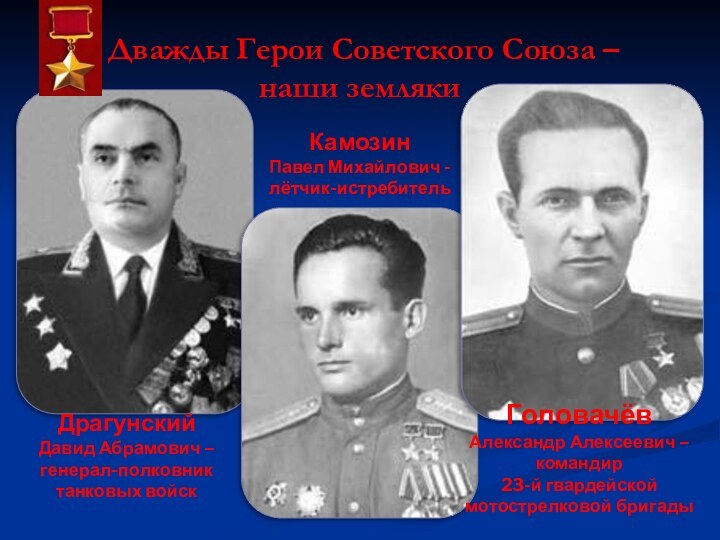 Дважды Герои Советского Союза – наши землякиДрагунский Давид Абрамович – генерал-полковник