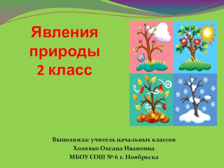 Явления природы 2 классВыполнила: учитель начальных классовХолявко Оксана ИвановнаМБОУ СОШ № 6 г. Ноябрьска