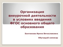 Презентация к семинару  Организация внеурочной деятельности в условиях введения ФГОС основного общего образования