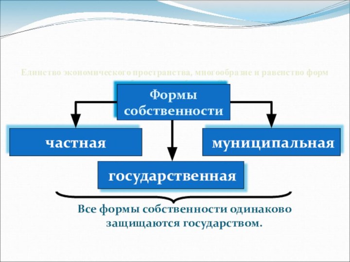 Единство экономического пространства, многообразие и равенство форм собственности (статья 8).