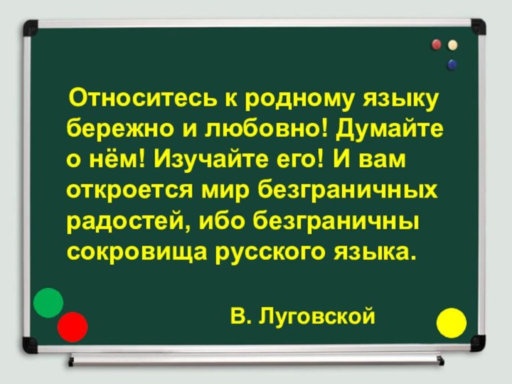 Относитесь к родному языку бережно и любовно! Думайте о нём!