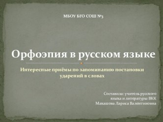 Презентация по русскому языку на тему Интересные приёмы по запоминанию постановки ударений в словах