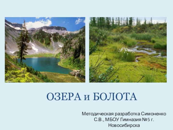 ОЗЕРА и БОЛОТАМетодическая разработка Симоненко С.В., МБОУ Гимназия №5 г.Новосибирска