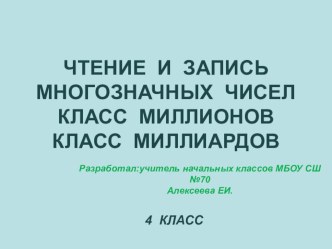 Презентация по математике Класс миллионов