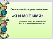 Презентация к школьному проекту Я и моё имя