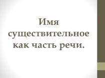 Презентация по русскому языку на тему Имя существительное как часть речи