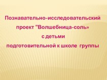 Презентация-отчет проектной работы с детьми подготовительной к школе группы Волшебница-соль