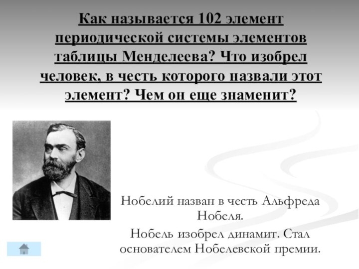 Как называется 102 элемент периодической системы элементов таблицы Менделеева? Что изобрел человек,