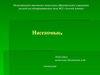 Презентация по познавательному развитию на тему: Насекомые