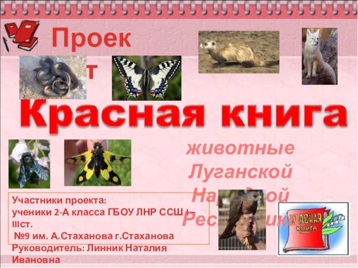 животные Луганской Народной РеспубликиПроектУчастники проекта:ученики 2-А класса ГБОУ ЛНР ССШ I –