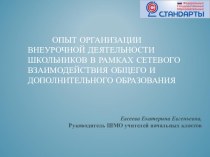 Опыт организации внеурочной деятельности школьников в рамках сетевого взаимодействия учреждений общего и дополнительного образования