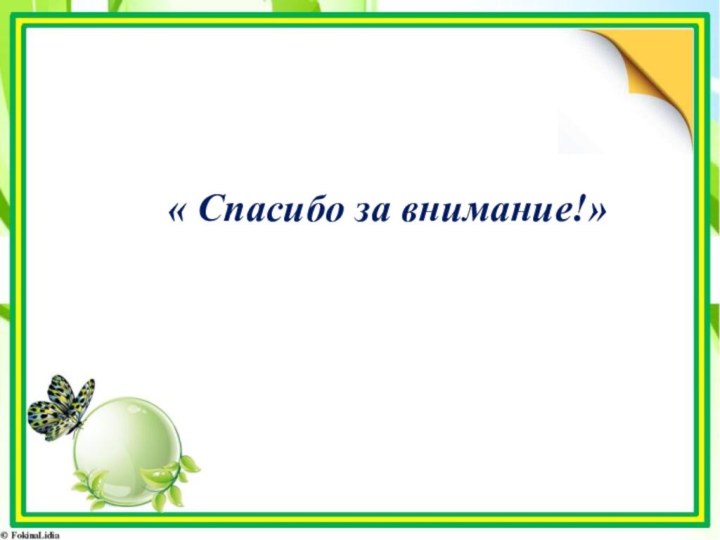 « Спасибо за внимание!»