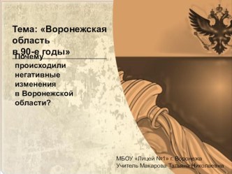 Презентация по краеведению на тему Воронежская область в 90-е годы (9 класс)