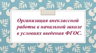 Презентация Организация внеклассной работы