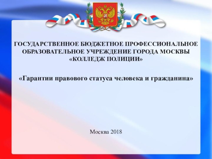 ГОСУДАРСТВЕННОЕ БЮДЖЕТНОЕ ПРОФЕССИОНАЛЬНОЕ ОБРАЗОВАТЕЛЬНОЕ УЧРЕЖДЕНИЕ ГОРОДА МОСКВЫ  «КОЛЛЕДЖ ПОЛИЦИИ»«Гарантии правового