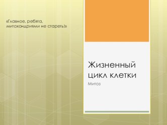 Презентация к уроку Жизненный цикл клетки, 9-10 класс