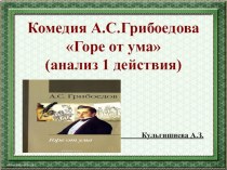 Презентация по литературе на тему Горе от ума. Обзор содержания. Особенности композиции.