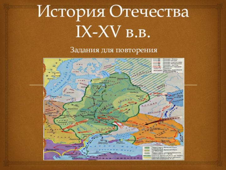 История Отечества IX-XV в.в.Задания для повторения