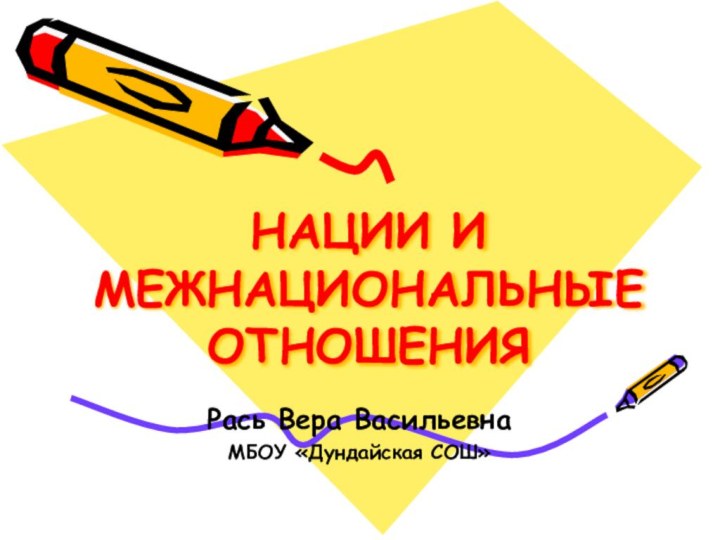 НАЦИИ И МЕЖНАЦИОНАЛЬНЫЕ ОТНОШЕНИЯРась Вера Васильевна МБОУ «Дундайская СОШ»