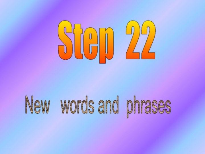 Step 22New  words and phrases