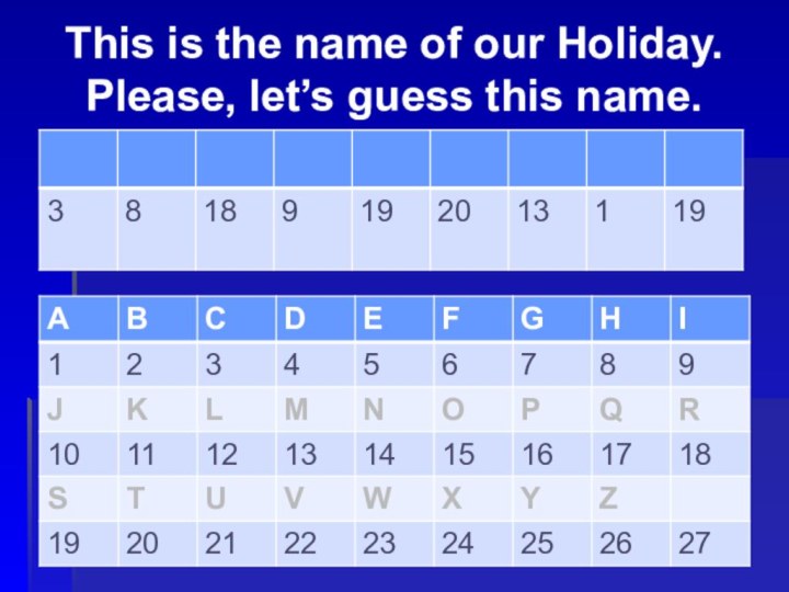 This is the name of our Holiday. Please, let’s guess this name.