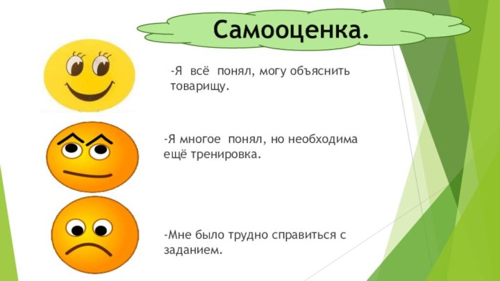 -Я всё понял, могу объяснить товарищу.-Я многое понял, но необходима ещё тренировка.-Мне