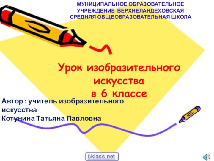 Урок изобразительного искусства  в 6 классеАвтор : учитель изобразительного искусства Котунина