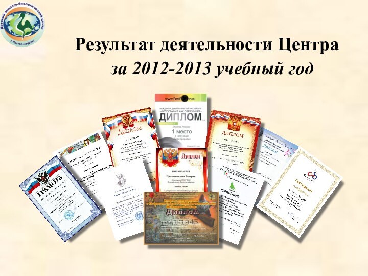 Результат деятельности Центраза 2012-2013 учебный год