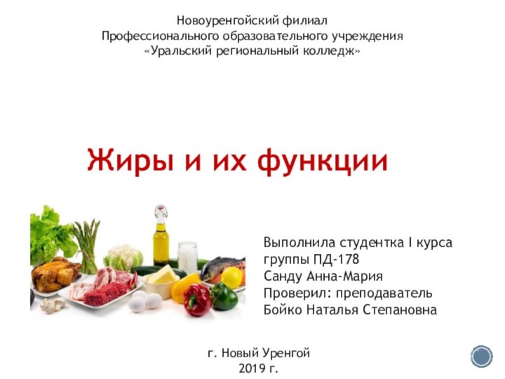 Новоуренгойский филиал Профессионального образовательного учреждения«Уральский региональный колледж»Выполнила студентка I курсагруппы ПД-178Санду Анна-МарияПроверил: