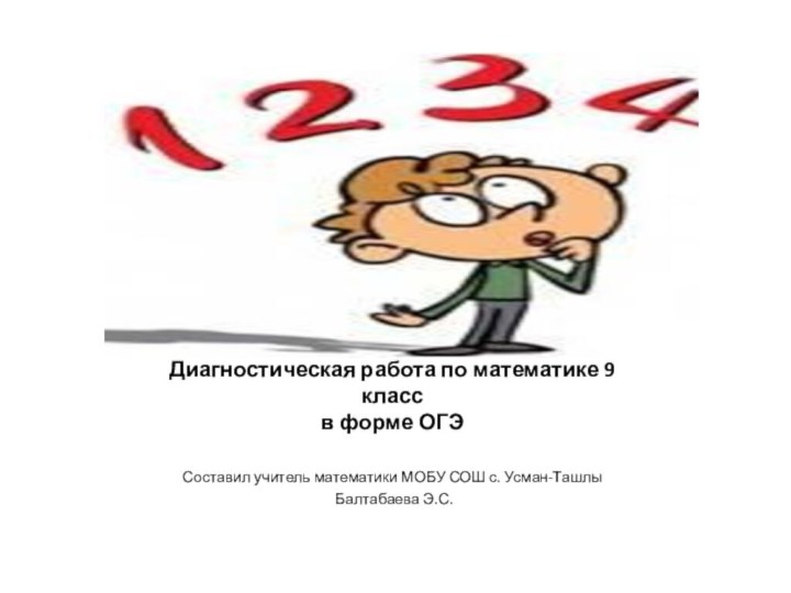 Диагностическая работа по математике 9 класс в форме ОГЭ Составил учитель математики