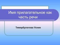 Презентация по русскому языку Имя прилагательное