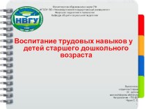 ПРЕЗЕНТАЦИЯ Воспитание трудовых навыков у детей старшего дошкольного возраста