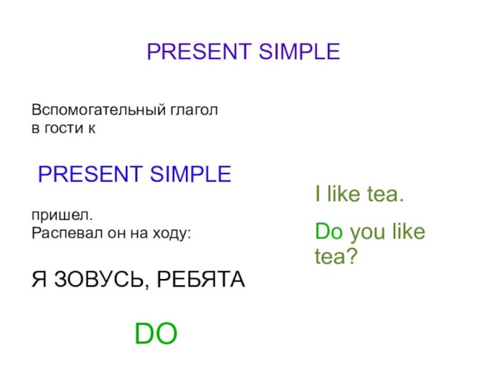 Вспомогательный глагол в гости к PRESENT SIMPLEпришел. Распевал он на ходу: Я