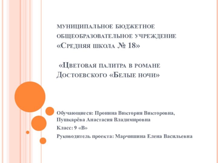 муниципальное бюджетное общеобразовательное учреждение  «Средняя школа № 18»    «Цветовая палитра