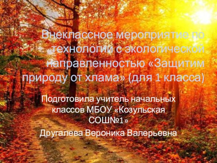 Внеклассное мероприятие по технологии с экологической направленностью «Защитим природу от хлама» (для